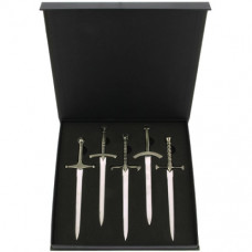 A Set of 5 Game Of Thrones Style 21cm Mini Sword Letter Openers presented in a gift box