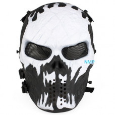 Airsoft BB Gun Face Mask Big Foot Tactial Skull (Black-White)